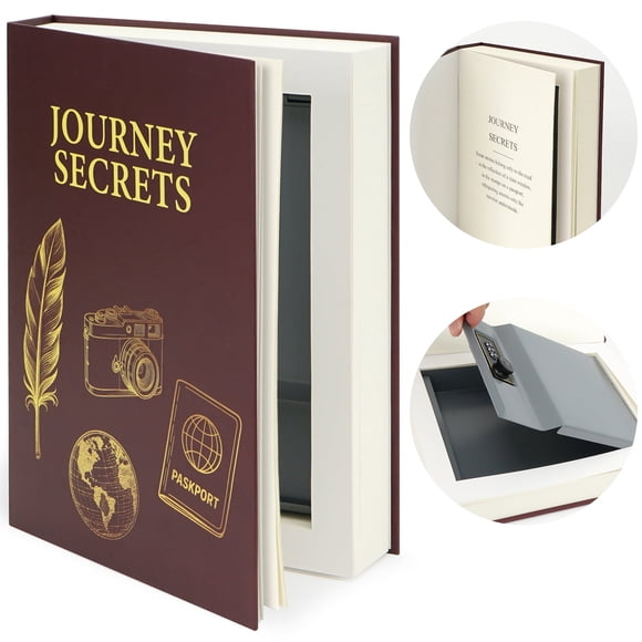 Large Decorative Book Safe with Combination Lock,  Hidden Storage Diversion Box for Cash, Phone, Passport, Valuables  Home Office Bookshelf, Journey Secrets