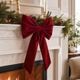 thumbnail image 1 of Large Decorative Bow, Velvet Fabric Bow, Long Tail Holiday Accent for Christmas Trees Doors and Mantels, Burgundy, 25.60 x 14.96 in, 1 of 6