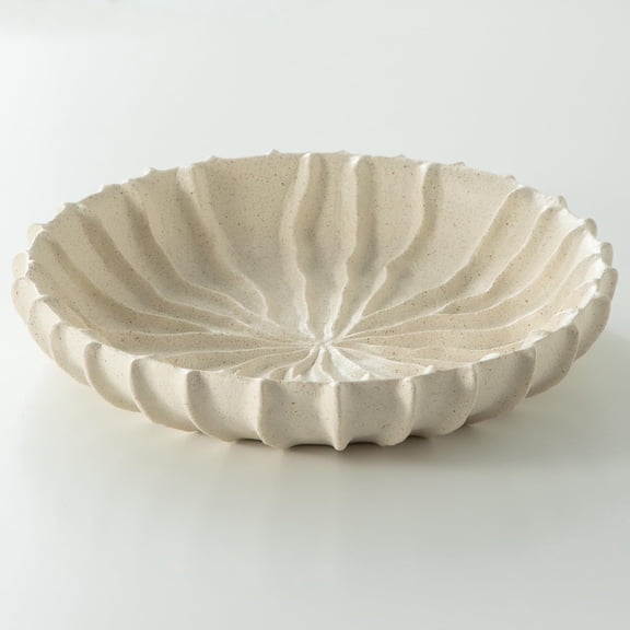 Large Decorative Bowl Fruit Bowl for Kitchen Counter, Resin Modern Decorative Tray for Home Decor, Key Bowl for Entry Table, Shelf, 11.2 Inch (Beige)