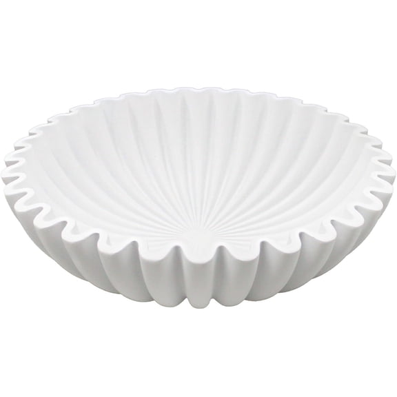 Large Decorative Bowl, Modern Handicraft Bowls for Home Decor, Decorative Fruit Bowl for Kitchen Counter, Ruffle Bowl Decor, Stylish Key Bowl for Entry Table, White