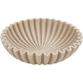 thumbnail image 1 of Large Decorative Bowl, Modern Handicraft Bowls for Home Decor, Decorative Fruit Bowl for Kitchen Counter, Ruffle Decor, Stylish Key Bowl for Entry Table, Artificial Stone Beige, 1 of 8