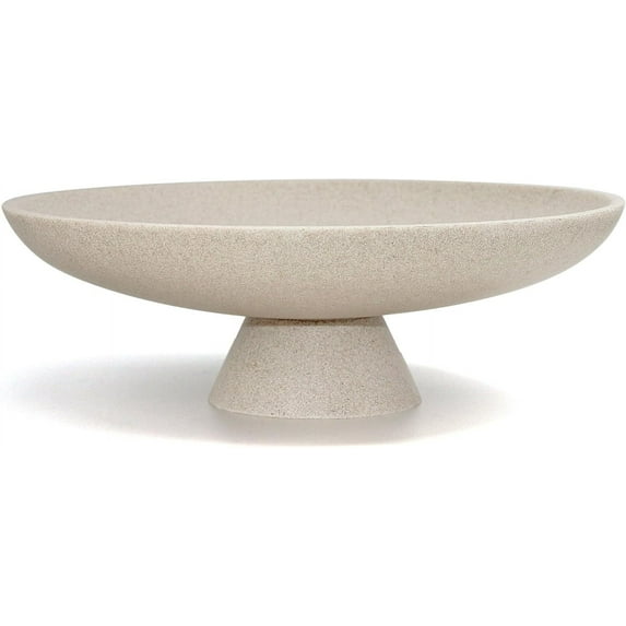 Large Decorative Bowl, Modern Resin Pedestal Bowl for Home Decor, Stylish Fruit Bowl for Kitchen Counter, Chic Key Holder for Entry Table, Beige
