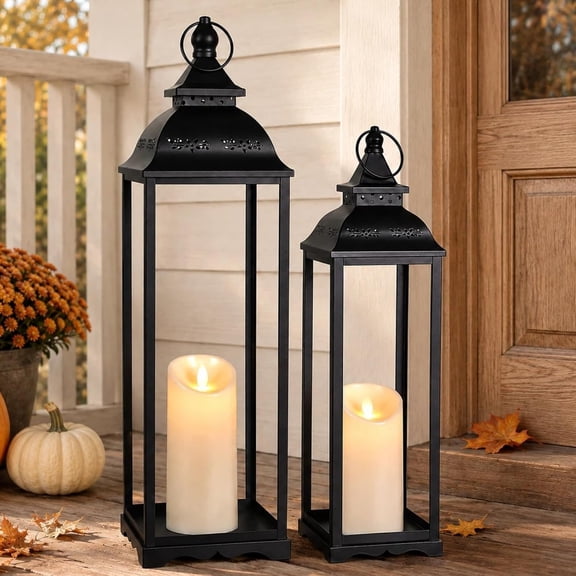 Large Decorative Candle Lanterns, 2Pcs Floor Lanterns for Indoor Outdoor