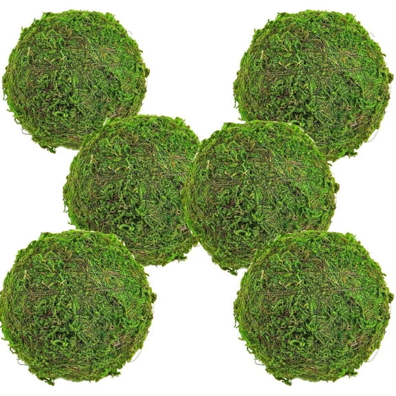Large Decorative Moss Balls,Bexikou 6 Pcs 3.5" Natural Moss Decorative Balls,Greenery Balls Faux Mossy Globes, Moss Decor Balls for Bowls Filler, Wedding Decors, Centerpiece