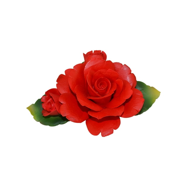 Large Decorative Red Roses Flower Art Decoration Capodimonte Porcelain ...