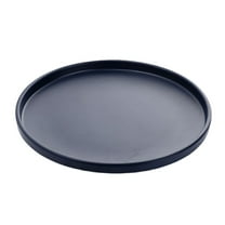 Large Decorative Serving Tray, Round Plastic Fruit Plate for Coffee Table Ottoman, Farmhouse Washed Finish, Centerpiece for Dining Room Living Room Party, 1*Plate