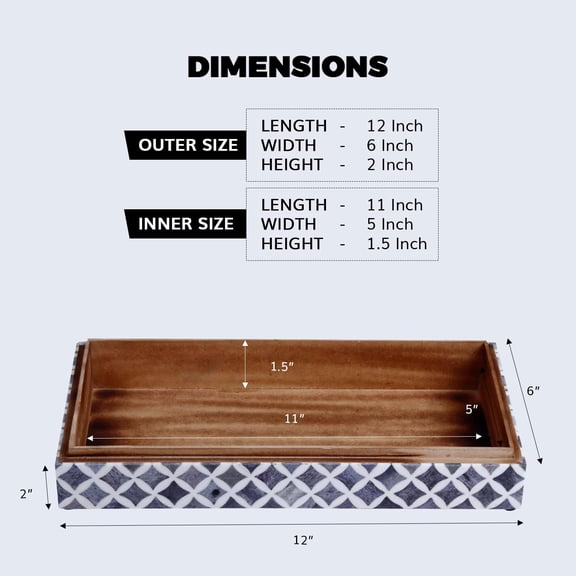 Large Decorative Storage Box with Lid – 12x6x5” Coffee Table Organizer, Keepsake- Decorative Boxes for Home Decor, Stylish Decorative Box for Office Decor- Slate White Star