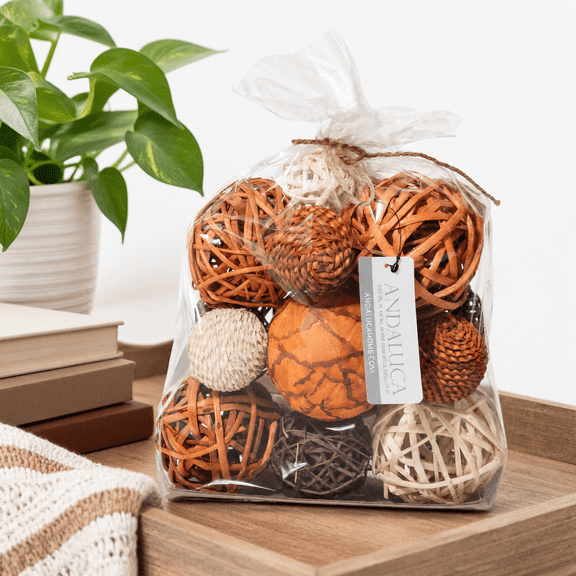 Large Decorative Vase Filler Bag With Orbs Balls (burnt Orange)