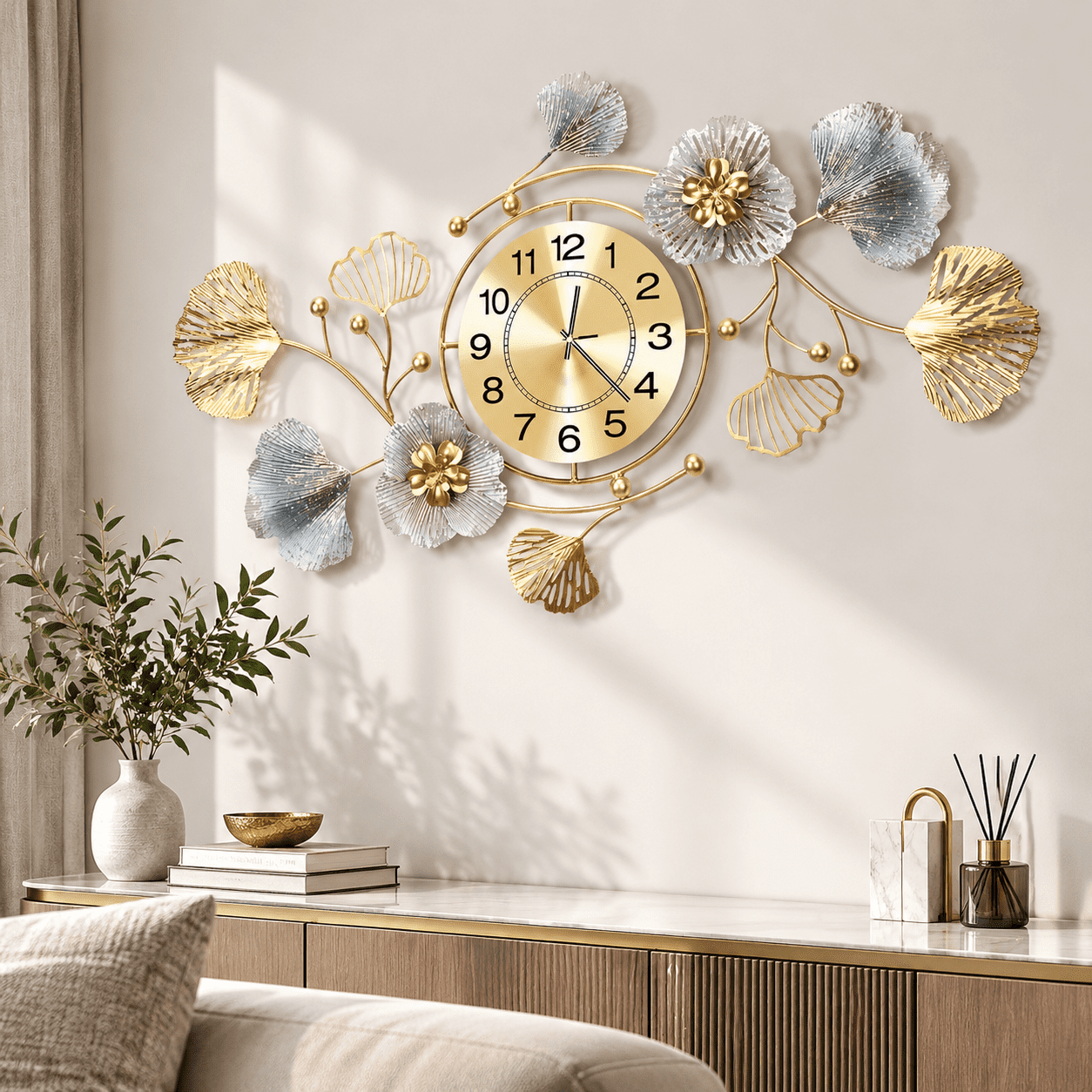 Wall Clock Color Full Large Decorative Wall Clock, Retro Blue Color, 32 x 18 Inches, Modern ...