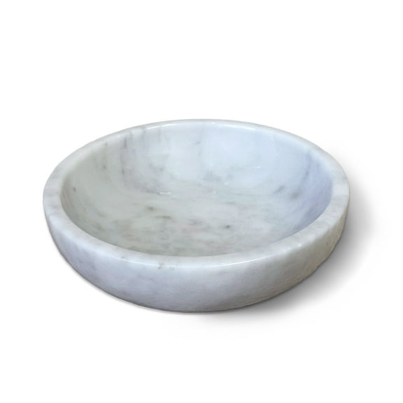 Large Decorative White Marble Bowl, 7.87 inches,Natural Stone Round Bowl for Home Decor, Fruit, Nuts, Jewelry tray,Coffee Tables Centerpiece, Soap Serving