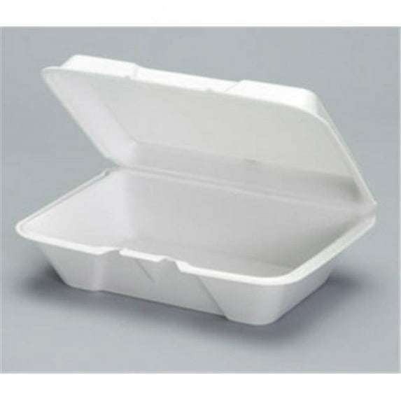 Large Deep All Purpose Foam Hinged Lid Container, White - Case of 200