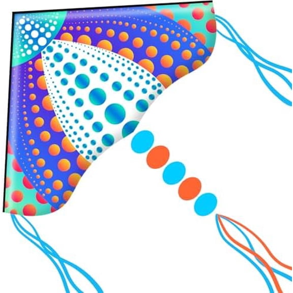 Large Delta Kite for Kids & Adults,Extremely Easy to Fly Kite for Beach Trip,String Line Included,with Colorful Tail,Perfect for Beginners Dots