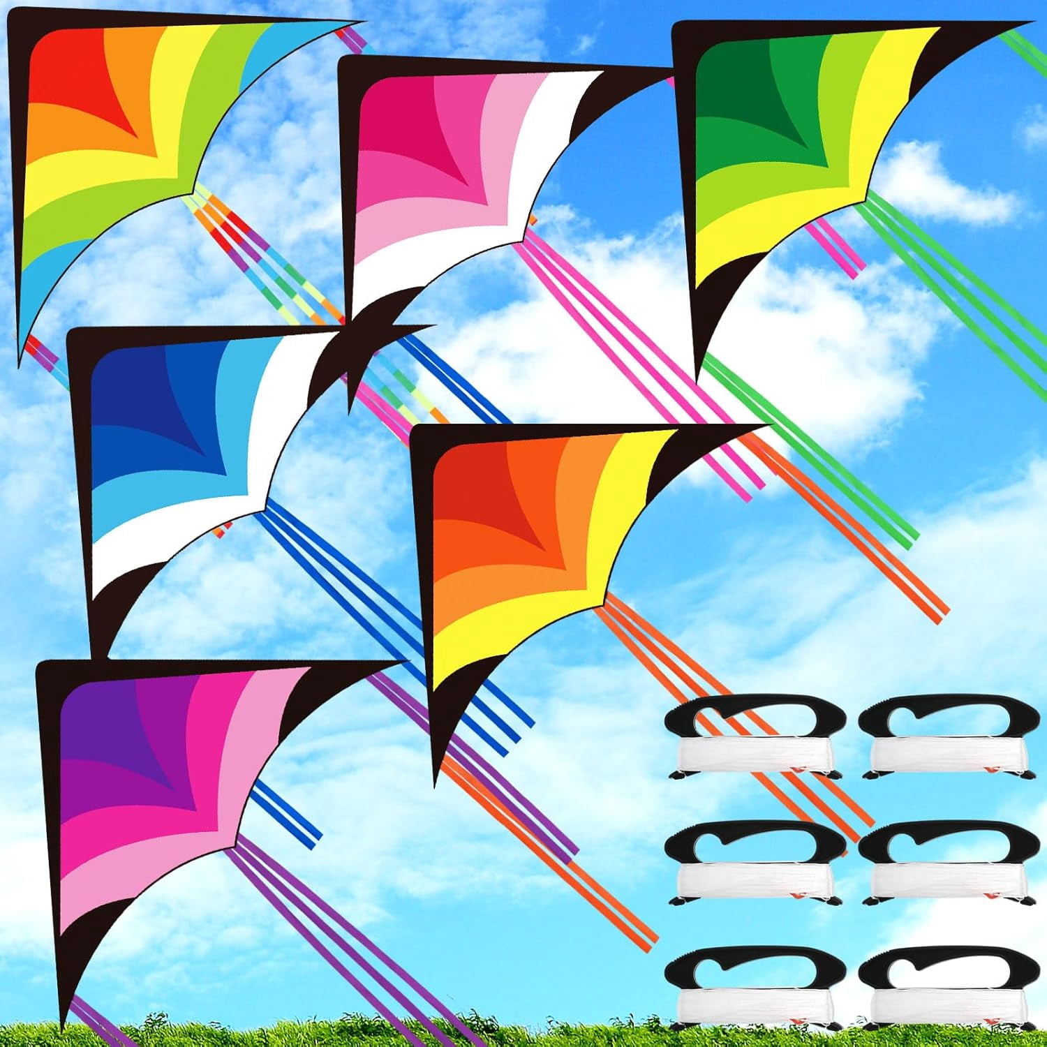 Large Delta Kites for Adults Easy to Fly 57.1 Inch with 328.1 ft String Rainbow Beach Delta Kites for Beginner Outdoor Supplies(Multicolor)