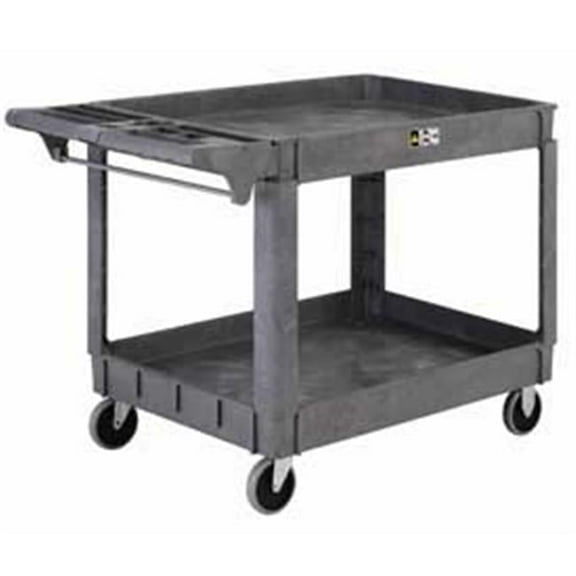 Large Deluxe 2 Shelf Plastic Utility & Service Cart 5 in. Rubber Casters