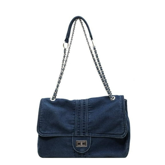 Large Denim Purses for Women Denim Tote Bag Casual Retro Crossbody Lightweight Shoulder Bag Canvas Handbags, Light Blue