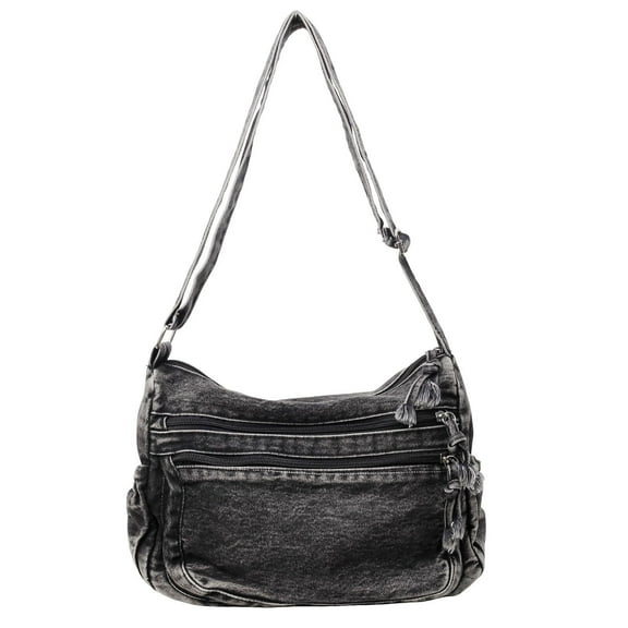 Large Denim Purses for Women Denim Tote Bag Casual Retro Crossbody Lightweight Shoulder Bag Canvas Handbags, Light Blue