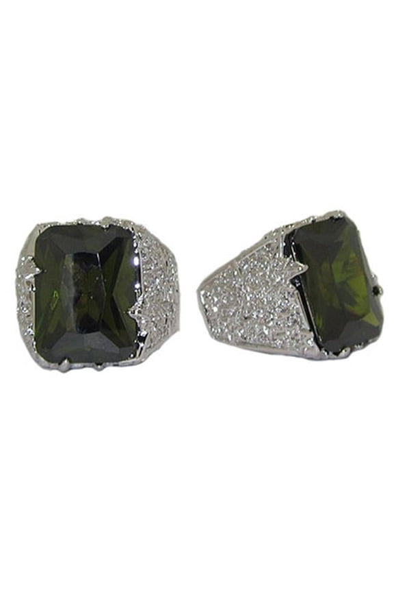 Large Designer Ring Olive Green Austrian Crystal