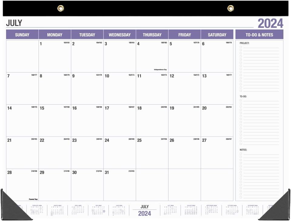 Large Desk Calendar 2024-2025, Runs from July 2024 to June 2025, 22