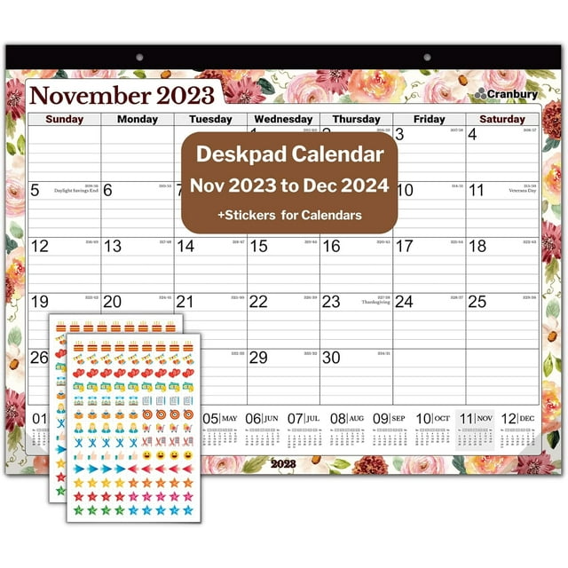 Large Desk Calendar 2024 (Floral) 22X17 Monthly Desktop Calendar, Use