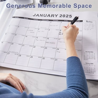 Large Desk Calendar 2025-2026, 18 Months Jan 2025 - Jun 2026, 22" x 17" Desktop Pad,black,Large