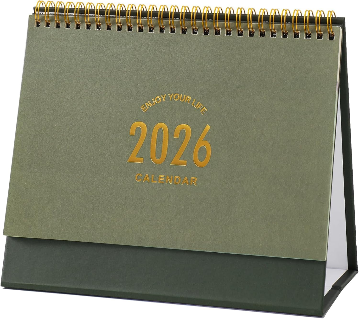 Large Desk Calendar 2026, 9.9" × 8.7" Standing Flip Desktop Calendar from Now to December 2026 - Metal Ring Twin-Wire Binding Monthly Desk Calendar for Home Office School (L-Green)