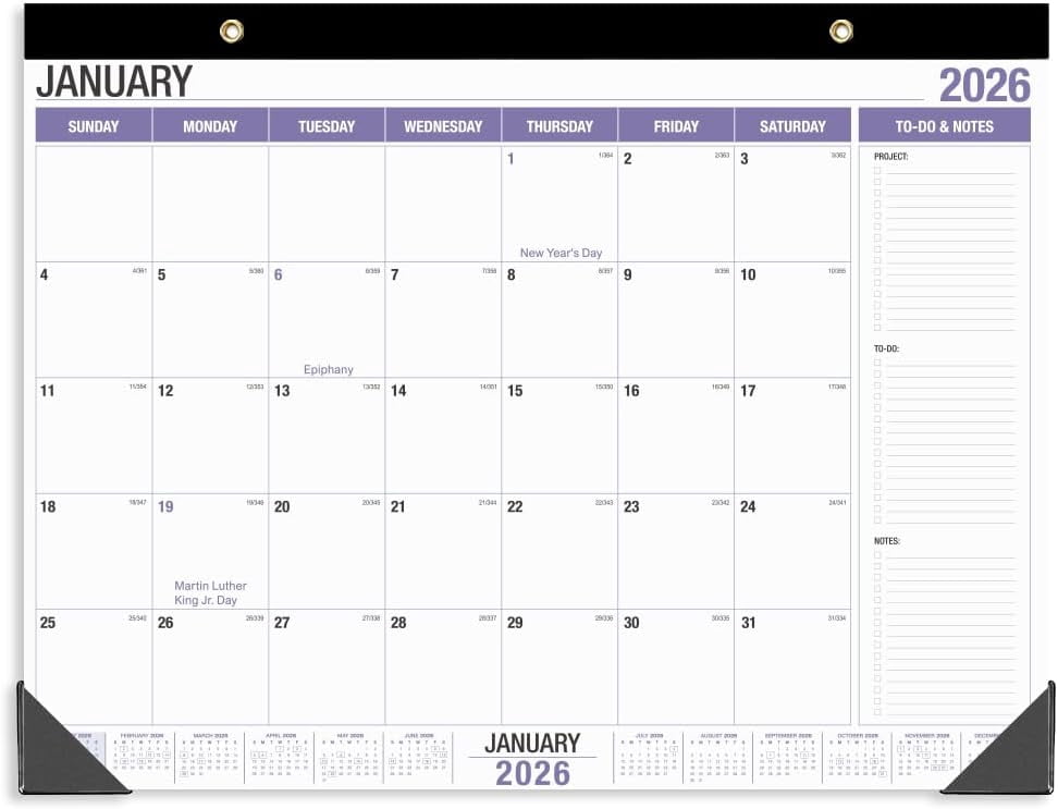 Large Desk Calendar 2026, Runs from January 2026 to December 2026, 22" x 17" Desk Calendars with to-do List, 15 Months Calendar 2026, Extra Large Desk Calendar for Home or Office