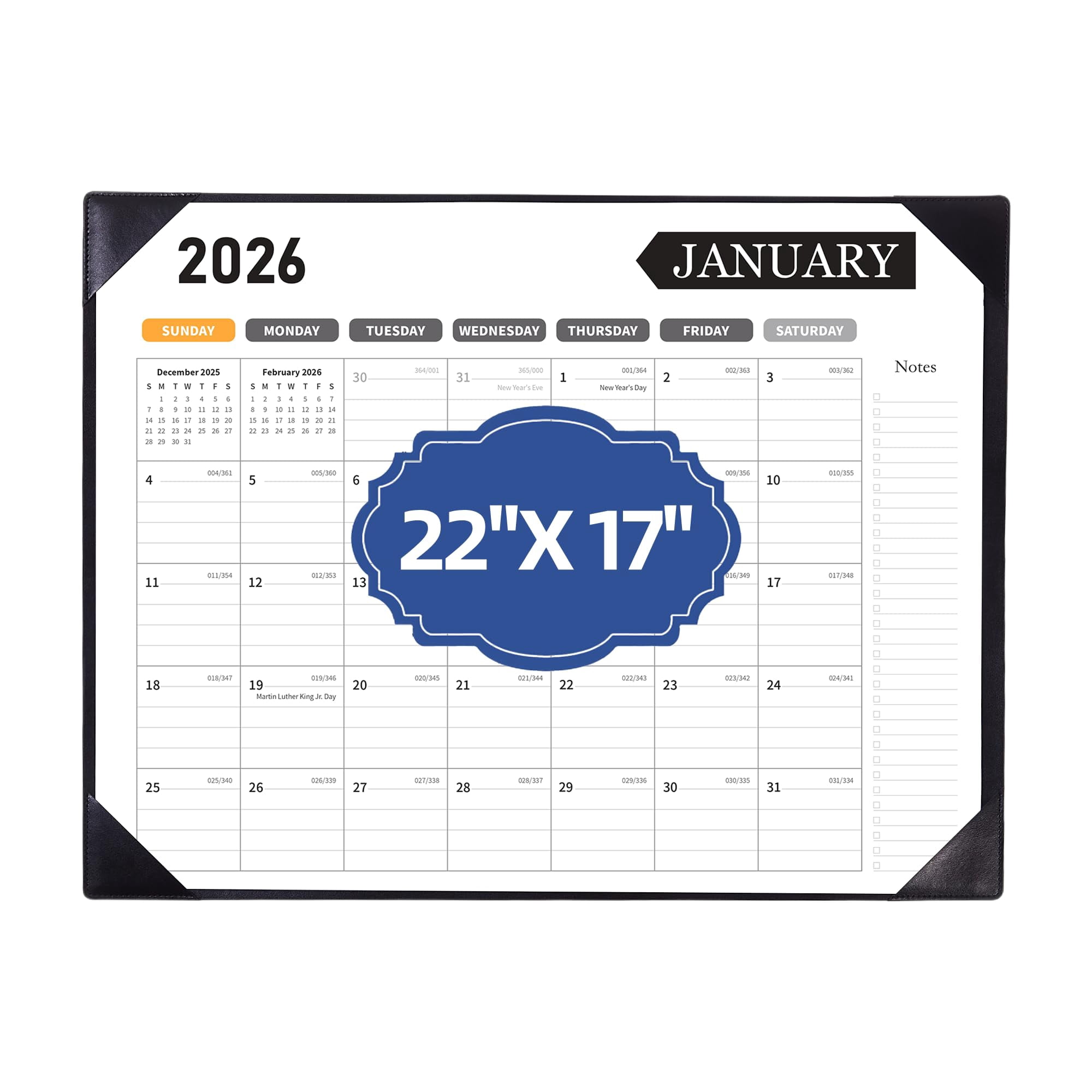 Large Desk Calendar 2026  With Protecting Pad 2026 22x17 Runs From January 2026 To June 2027 18 Months Big Desktop For Family Classroom And Office