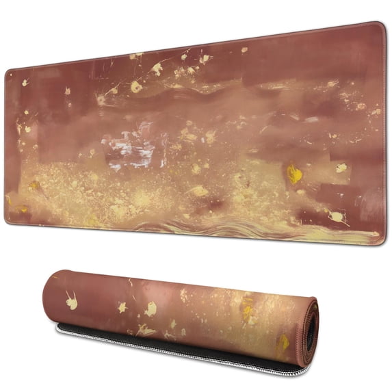 Large Desk Mat & Mouse Pad - Pink Gold Marble, Laptop Protector, Cute Pink Desk Accessories (31.5x11.8in)
