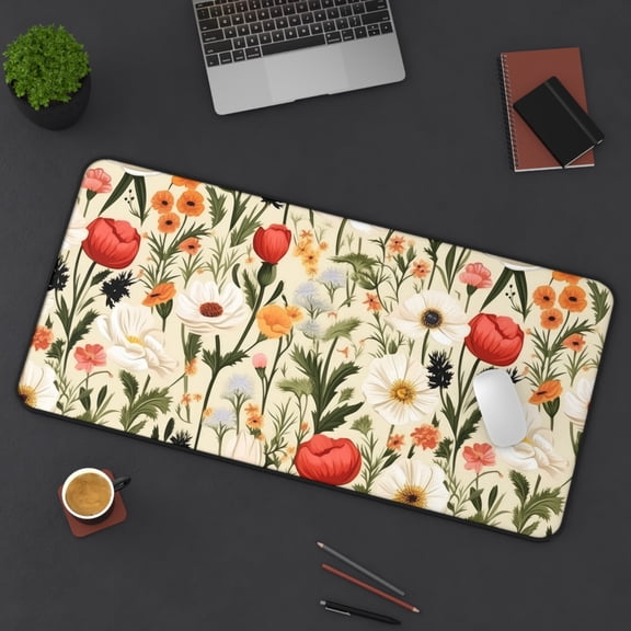 Large Desk Mat for Keyboard and Mouse, Cottagecore Aesthetic Desk Pad - Multicolor