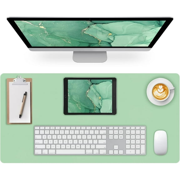 Large Desk Pad Mat, Leather Desk Mat for Desktop, Computer Desk Mouse Pad Non-Slip, Waterproof Keyboard Mat for Office/Home/Dr (Green, 23.6" x 13.7")