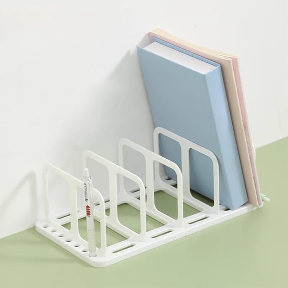Large Desktop Bookstand Organizer | Plastic Bookshelf Support, Stable Non-Slip Baffle, Green/White, 12.6"x5.67"x5.12" | Space-Saving Storage for Office Home