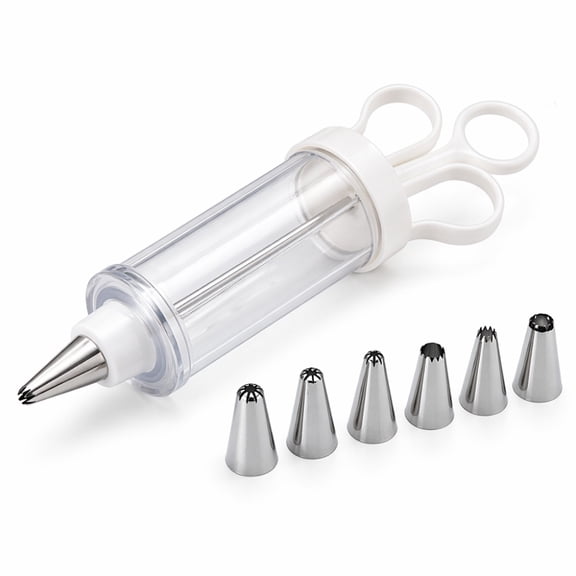 Large Dessert Decorating Gun Cake Decorating Kit, Reusable Cupcake Icing Piping Injector with 6 Stainless Steel Icing Nozzles, DIY Frosting Piping Decorating Tools for Baking Cupcake Cake