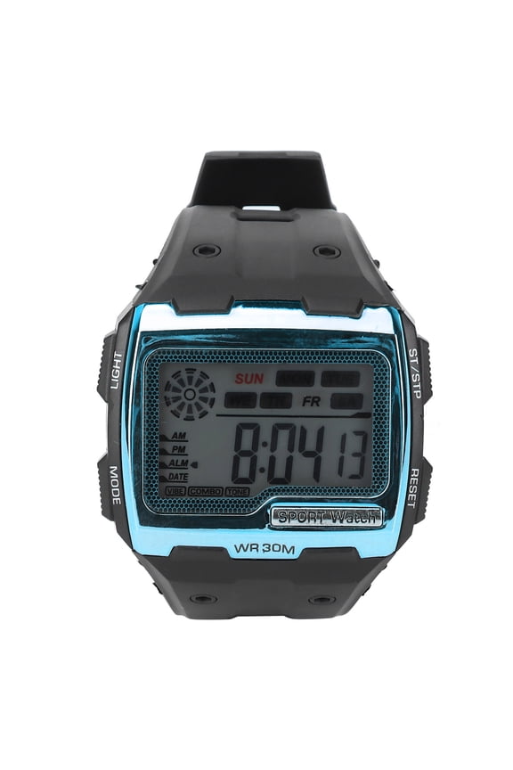 Large Dial Digital Sports Watch with Night Light Waterproof Function