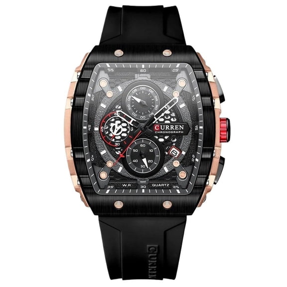 Large Dial Quartz Sports Watch, Rectangular Dial Water-resistant Wristwatch for Men