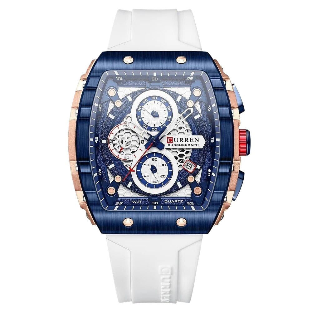 Large Dial Quartz Sports Watch, Rectangular Dial Water-resistant Wristwatch for Men