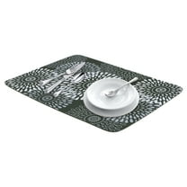 Large Diatomaceous Stone Dish Drying Mat, Floral Quick Dry Dish Drying Mats for Kitchen Counter, Dishes, Cups, and Utensils Black 15.7*11.8 inch