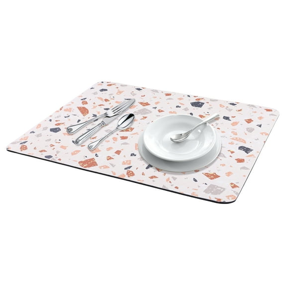 Large Diatomaceous Stone Dish Drying Mat, Pattern Quick Dry Dish Drying Mats for Kitchen Counter, Dishes, Cups, and Utensils Brown 15.7*11.8 inch