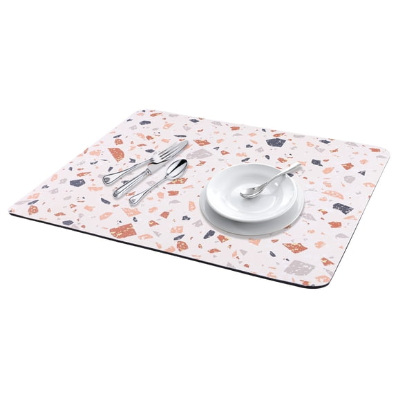 Large Diatomaceous Stone Dish Drying Mat, Pattern Quick Dry Dish Drying Mats for Kitchen Counter, Dishes, Cups, and Utensils Brown 19.7*15.7 inch