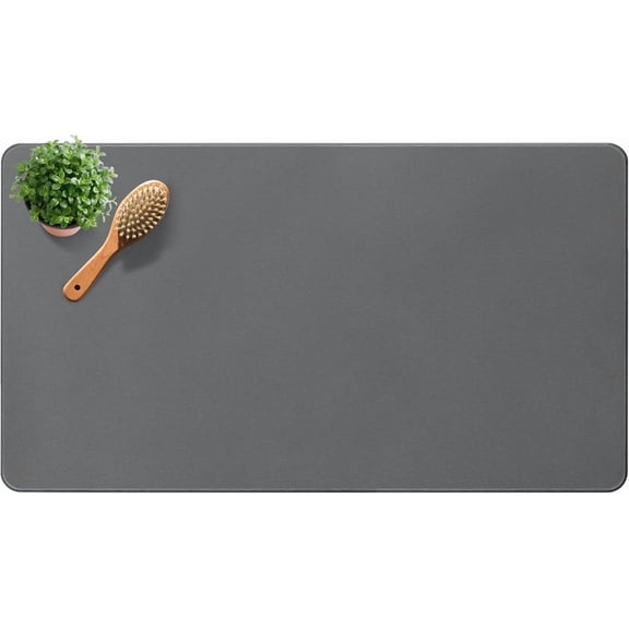Large Diatomite Stone Bath Mat Non-Slip Natural Diatomaceous Earth Quick Drying Bathroom Floor Mat 30" x 17" Dark Gray