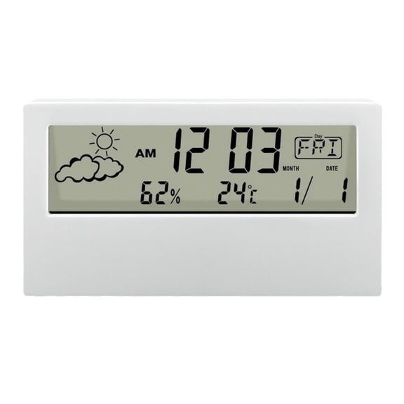 Large Digit Display Multifunction Electronic Clock with Time Date Temperature Snooze Electronic Desktop Clock Battery Powered Alarm Clocks for Kids/Bedroom/Heavy Sleepers/Travel