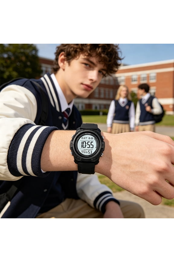 Large Digit Sports Electronic Watch, clear big number vision, practical night glowing display, daily resistant waterproof wristwatch suit crowds daily outdoor walking casual activity