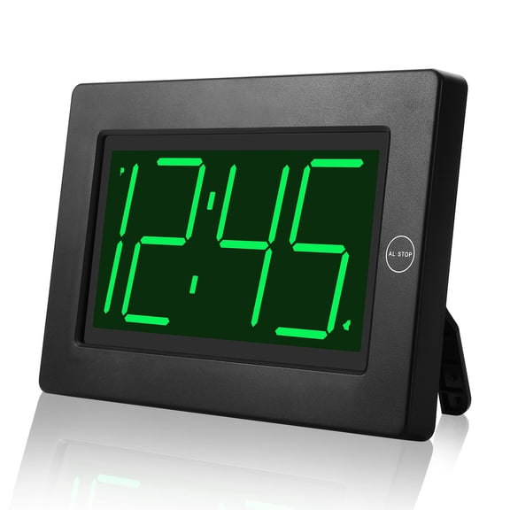 Large Digital Alarm Clock 3" Led Display Operated Dimmable Auto Night Mode Easy To Read For Seniors Visually Impaired Cordless Wall Or Table Bedroom Living Room