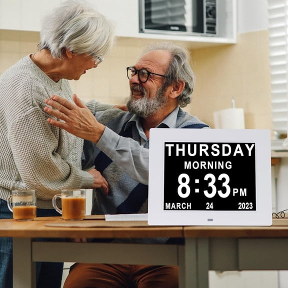 Large Digital Calendar Clock for Seniors with 12 Custom Alarms and Auto-Dimming Display