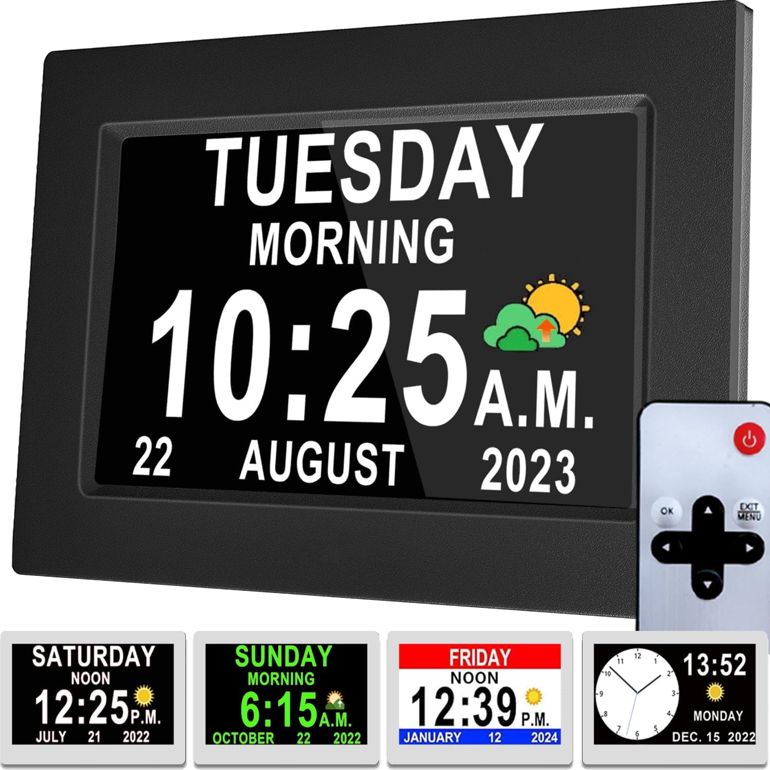 Large Digital Clock with Auto DST, 19 Alarms Custom Reminders, 3 ...