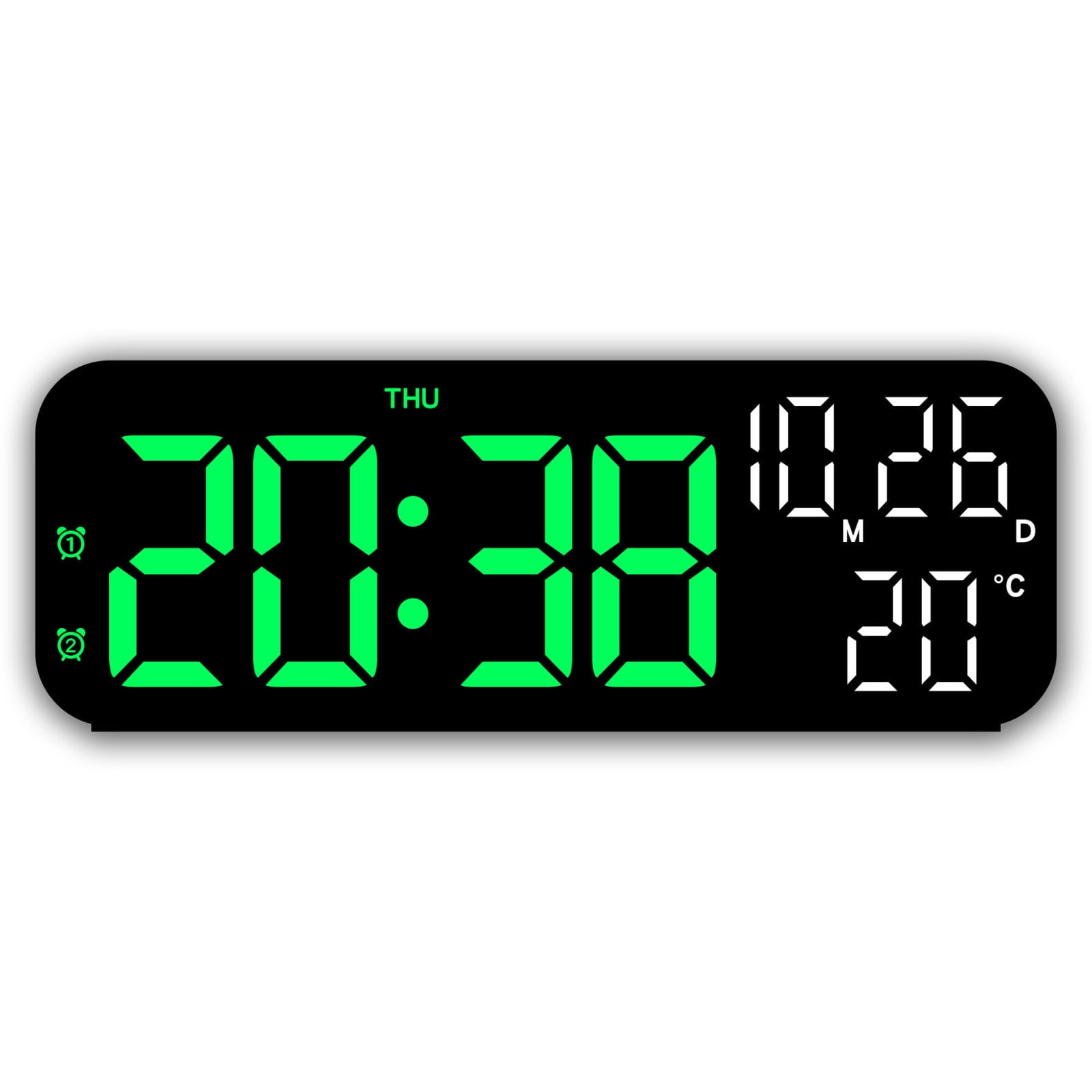 Large Digital Clocks with Date/Temperature Display, Dual Alarms with
