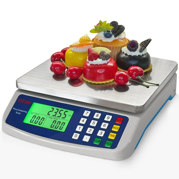 Large Digital Kitchen Scale 40kg/88lb Stainless Steel Price Computing Counting Deli with LCD Display for Baking Bread Cooking Meat Prep Parts and Coins Adapter Included
