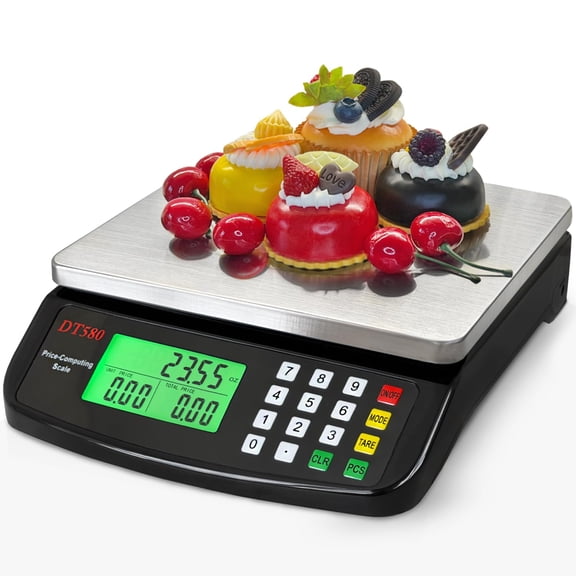 Large Digital Kitchen Scale 40kg 88lb Stainless Steel Price Computing Scale with LCD Display for Baking Cooking Meat Prep Parts Adapter Included