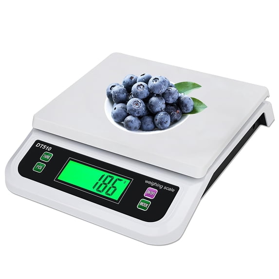 Large Digital Kitchen Scale 40kg/88lbs Commercial Food Scale with Tare and PCS Funtion for Baking Cooking Bread Meat Parts and Coins LCD Display,Baking Scale for Cooking(White)