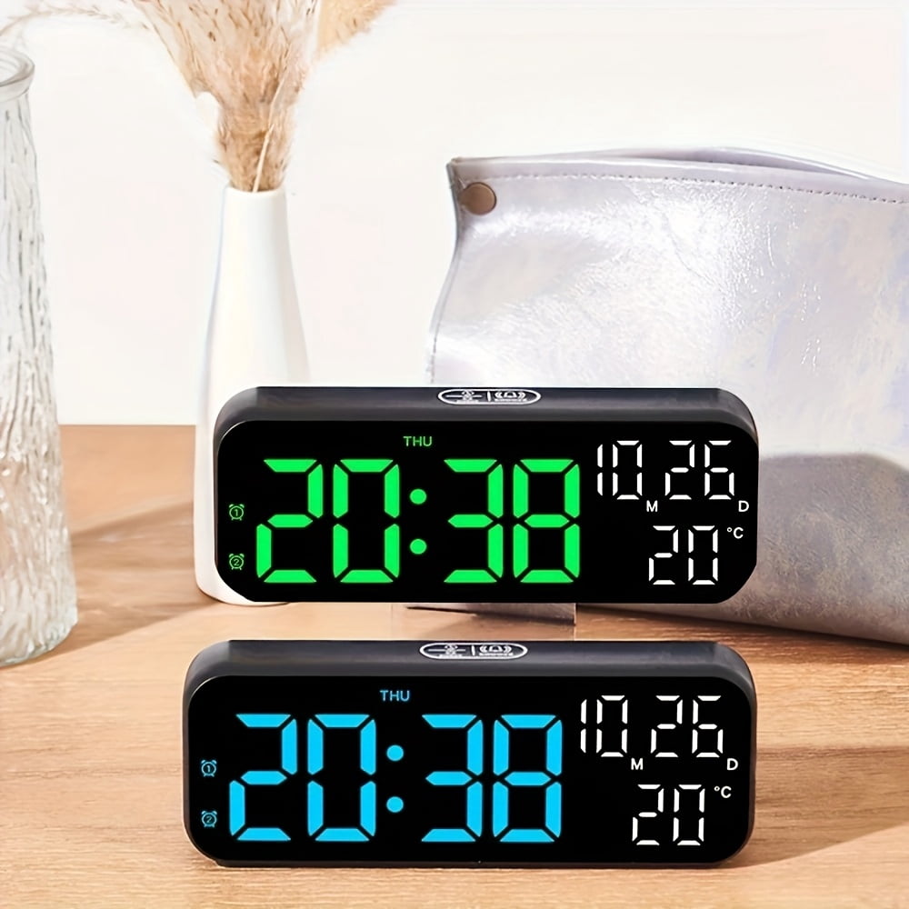 Large Digital LED Alarm Clock with Calendar And Temperature Display for Bedroom Living Room Table Desktop Decoration