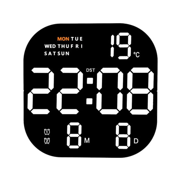 Large Digital LED Wall Clock Calendar with Alarms,Temperature for Bedroom Living Room Table Desktop Decor